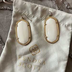 Elle Gold Drop Earrings in White
